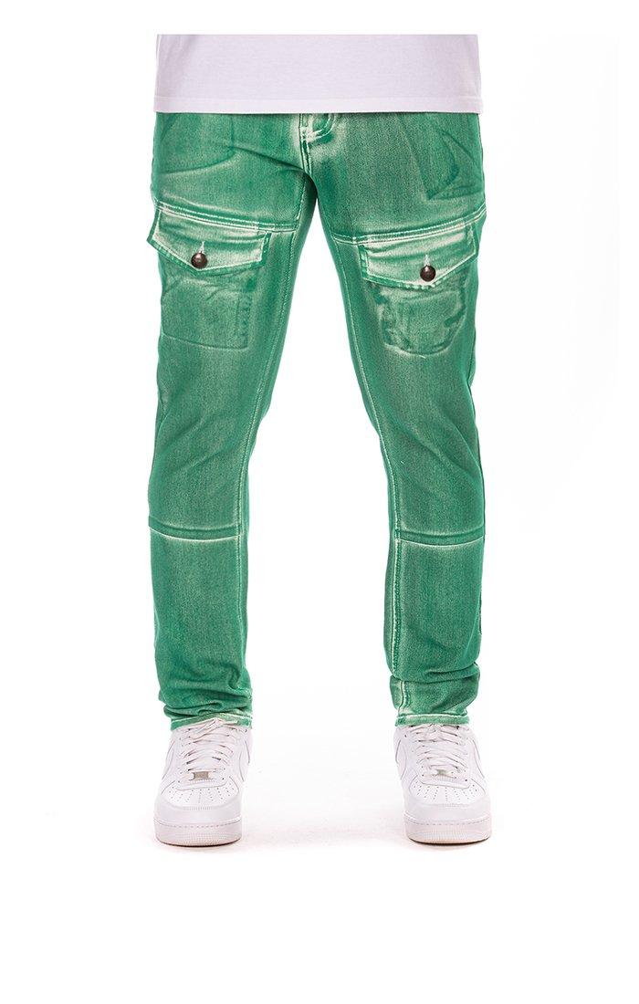Hustle Gang Men's Lush Regular Fit Green Wash Denim Jeans - GREEN